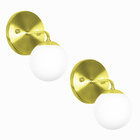 Kit 2 Arandelas Orby Bolinha Dourado