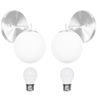 Kit 2 Arandelas Orby Bolinha Escovado + Lampadas 6000k