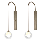 Kit 2 Arandelas Parede Globo Duplo Vidro Retangular Bronze