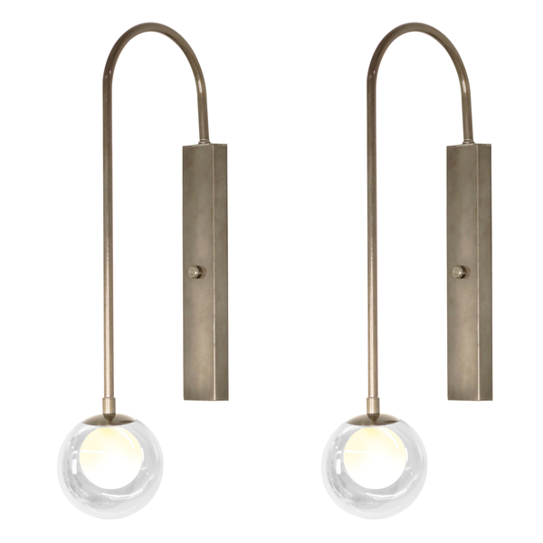 Kit 2 Arandelas Parede Globo Duplo Vidro Retangular Bronze
