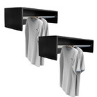 Kit 2 Arara De Roupa Cabideiro Parede 1 20cm Preto