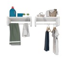 Kit 2 Armário Aéreo Suspenso Cabideiro De Parede Lavanderia C