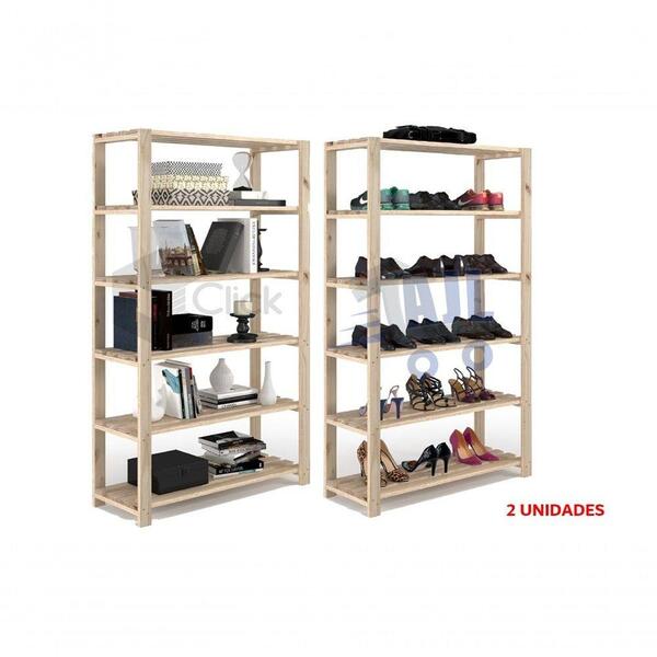 Kit 2 Armário Lavanderia Multiuso Madeira Pinus 90,5x170mt