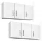 Kit 2 Armários Aéreo 118 Cm 3 Portas Branco Nathy Móveis