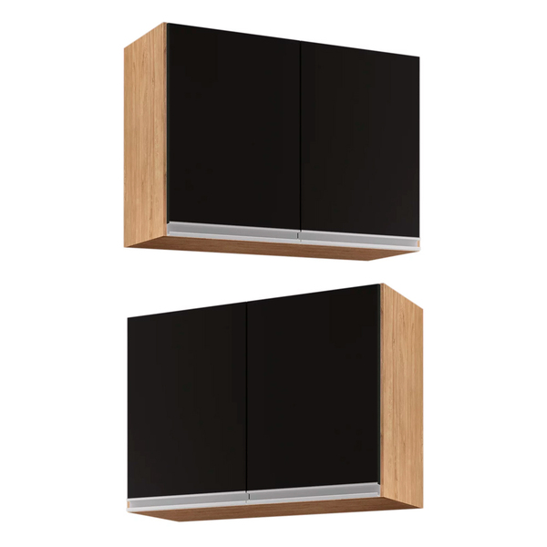 Kit 2 Armários Aéreo De Cozinha Lavanderia 02 Portas Eva 80 C