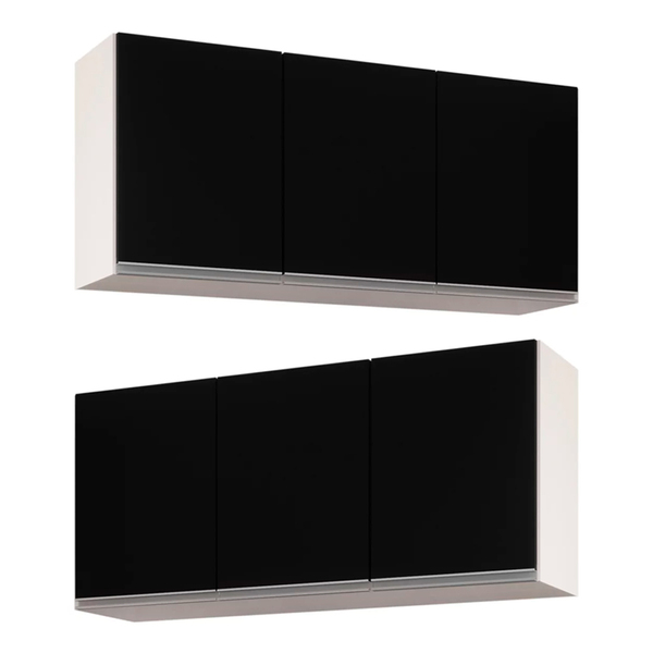 Kit 2 Armários Aéreo De Cozinha Lavanderia 03 Portas Tina 120