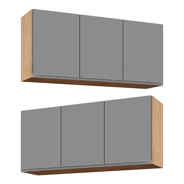 Kit 2 Armários Aéreo De Cozinha Lavanderia 03 Portas Tina 120