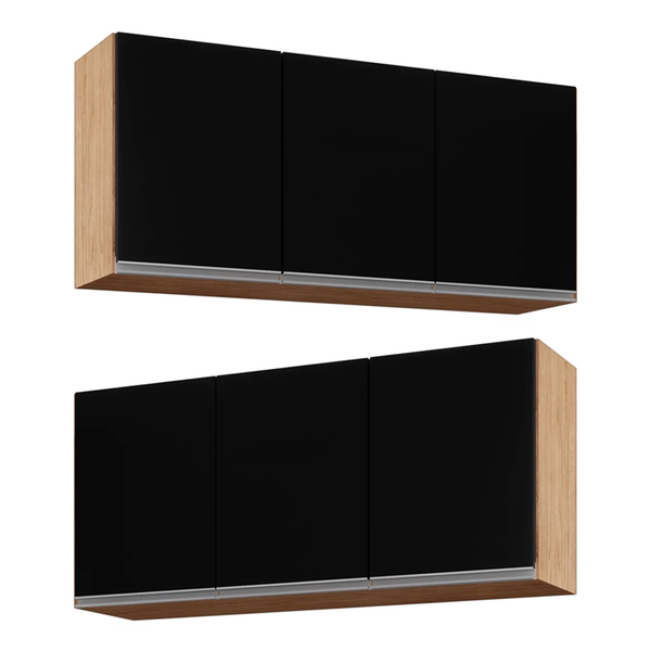 Kit 2 Armários Aéreo De Cozinha Lavanderia 03 Portas Tina Cas