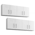 Kit 2 Armários Aéreos 157cm 4 Portas Nathy Móveis Branco