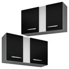 Kit 2 Armários Aéreos Porto 100cm 2 Portas Branco/preto