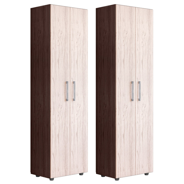 Kit 2 Armários Lavanderia Multiuso Beatriz 2 Portas Castanho