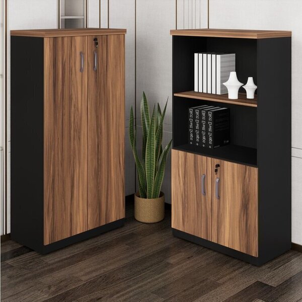 Kit 2 Armários Multiuso Para Escritório Com Armário Fechado E