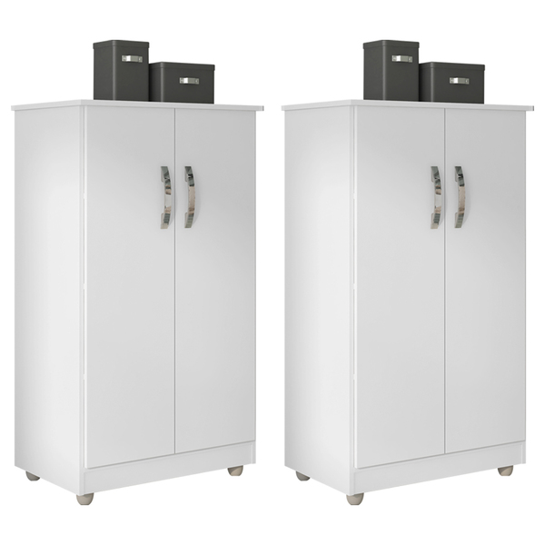 Kit 2 Armários Organizador Multiuso Rosana 2 Portas Branco -