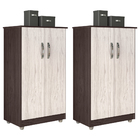 Kit 2 Armários Organizador Multiuso Rosana 2 Portas Castanho