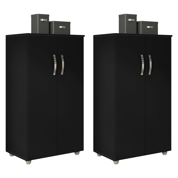 Kit 2 Armários Organizador Multiuso Rosana 2 Portas Preto - D