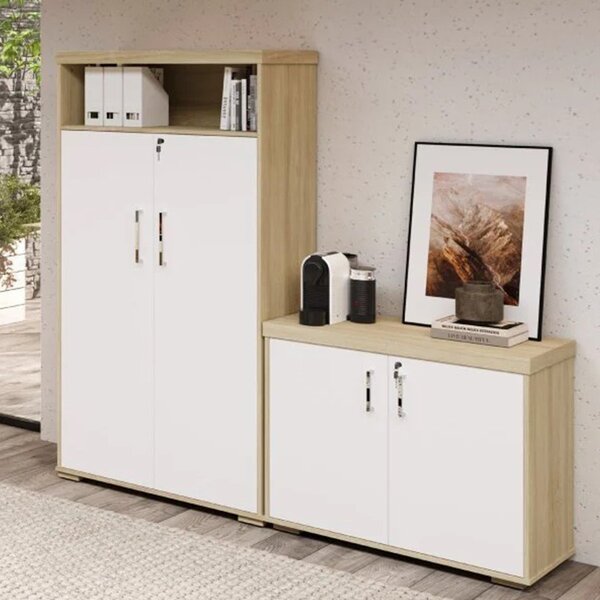 Kit 2 Armários Para Escritório Alto E Baixo Com Chave Em Tamb