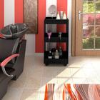 Kit 2 Armários Para Salão Barbearia Com Rodízios Seul Preto