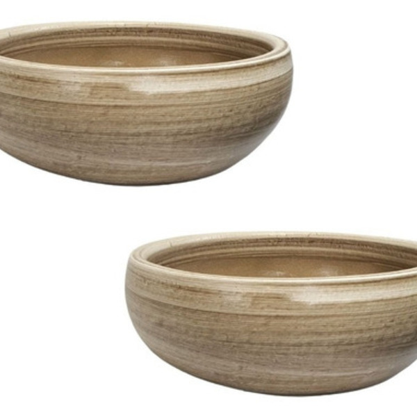 Kit 2 Bacias Para Suculenta 33 X 10cm Cor Palha