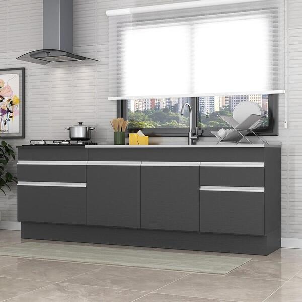 Kit 2 Balcões C/ Rodapé Gabinete Pia 150cm E Cooktop 70cm Veneza ...