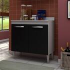 Kit 2 Balcões Com Tampo Turim 80cm 2 Portas Branco/preto - Lu