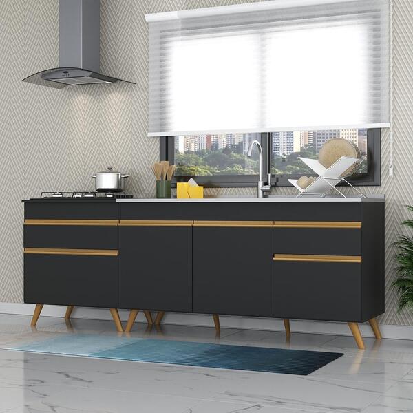 Kit 2 Balcões Gabinete Pia 150 Cm E Cooktop 70 Cm Veneza Gb M