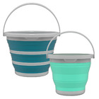 Kit 2 Baldes Retrátil De Silicone Plástico Flexível Prático L