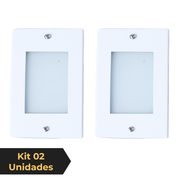 Kit 2 Balizador De Embutir Escada Parede Branco 4x2 Alumínio