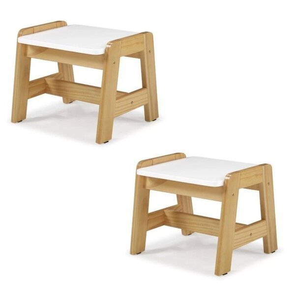 Kit 2 Bancos Infantis Kisla Irmãos Hinke Branco/nw (natural W