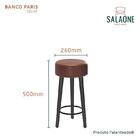 Kit 2 Bancos Paris Baixo 50cm Pés Preto - Salaone