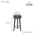 Kit 2 Bancos Paris Baixo 50cm Pés Preto - Salaone