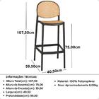 Kit 2 Banqueta Alta Com Encosto Roma Em Polipropileno - Preto