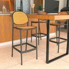 Kit 2 Banqueta Alta Com Encosto Roma Em Polipropileno - Preto