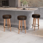 Kit 2 Banqueta Alta Cozinha 70cm Estofada Marrom Café Madeira