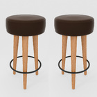 Kit 2 Banqueta Alta Cozinha 70cm Estofada Marrom Café Madeira