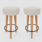 Kit 2 Banqueta Alta Cozinha 70cm Estofada Off-white Madeira M