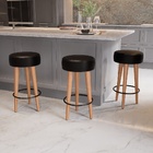 Kit 2 Banqueta Alta Cozinha 70cm Estofada Preto Madeira Maciç