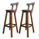 Kit 2 Banqueta Alta De Madeira Com Encosto Girafa Imbuia