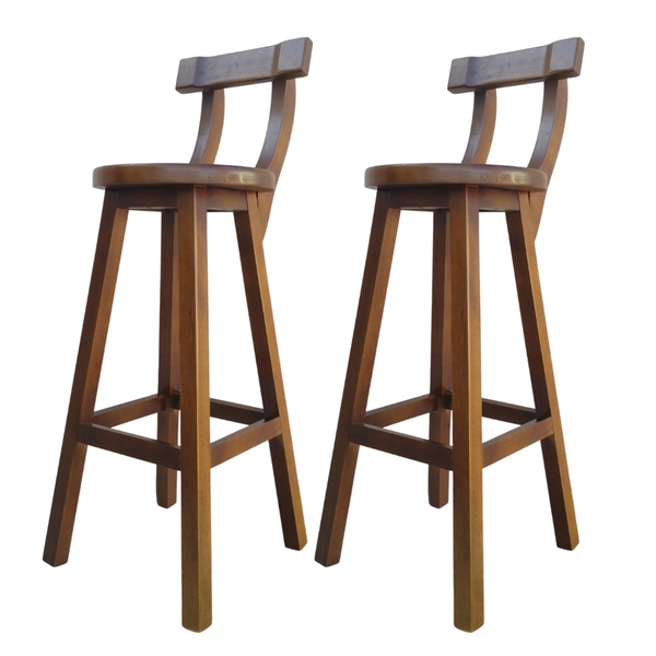 Kit 2 Banqueta Alta De Madeira Com Encosto Girafa Imbuia