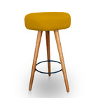 Kit 2 Banqueta Alta Redonda Cozinha E Sala Suede Amarelo- Jyl