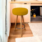 Kit 2 Banqueta Alta Redonda Cozinha E Sala Suede Amarelo- Jyl