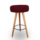 Kit 2 Banqueta Alta Redonda Cozinha E Sala Suede Bordo- Jylcr
