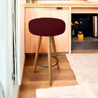 Kit 2 Banqueta Alta Redonda Cozinha E Sala Suede Bordo- Jylcr