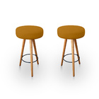 Kit 2 Banqueta Alta Redonda Cozinha E Sala Suede - Jylcrom -