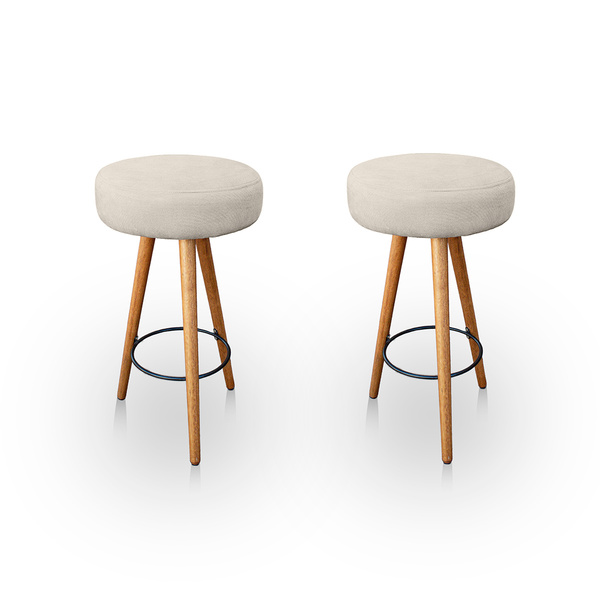 Kit 2 Banqueta Alta Redonda Cozinha E Sala Suede - Jylcrom -