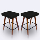 Kit 2 Banqueta Alta Retangular Cozinha E Sala Courino Preto -