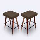 Kit 2 Banqueta Alta Retangular Cozinha E Sala Suede - Jylcrom