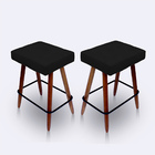 Kit 2 Banqueta Alta Retangular Cozinha E Sala Suede Preto - J