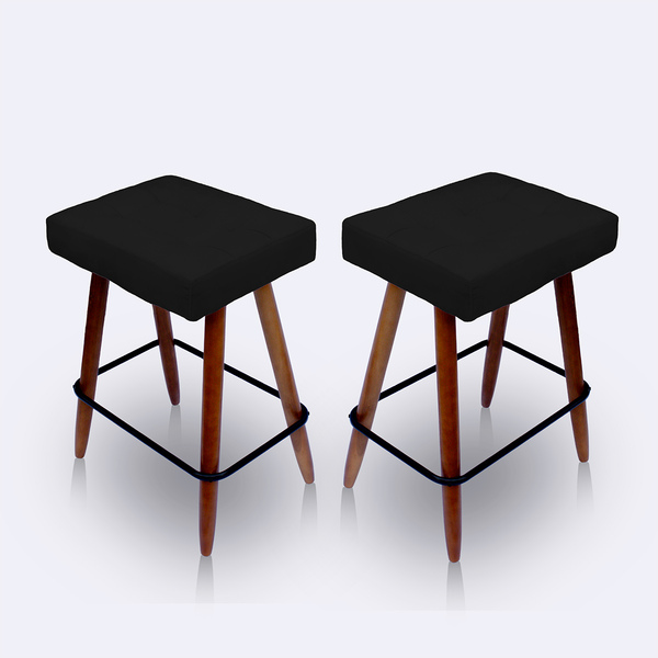 Kit 2 Banqueta Alta Retangular Cozinha E Sala Suede Preto - J