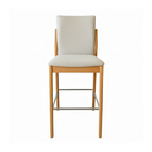 Kit 2 Banqueta Aura Alta Madeira Maciça E Linho 25 Bege Desig