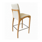 Kit 2 Banqueta Aura Alta Madeira Maciça E Linho 28 Areia Desi